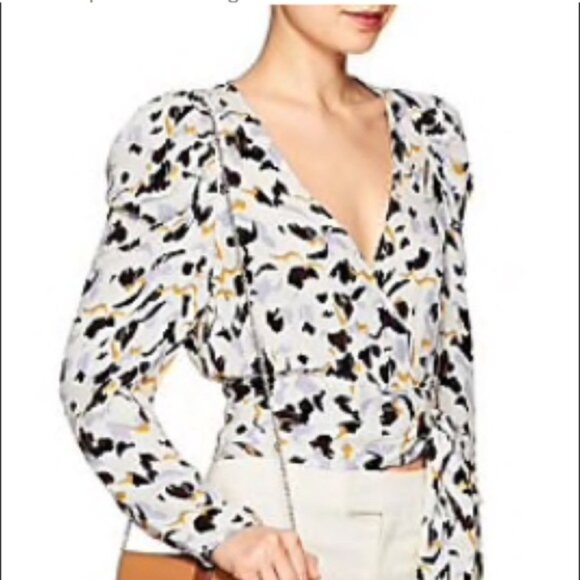 A  L  C Tessa 100 Silk Button Down Blouse Size 2 - Picture 3 of 9